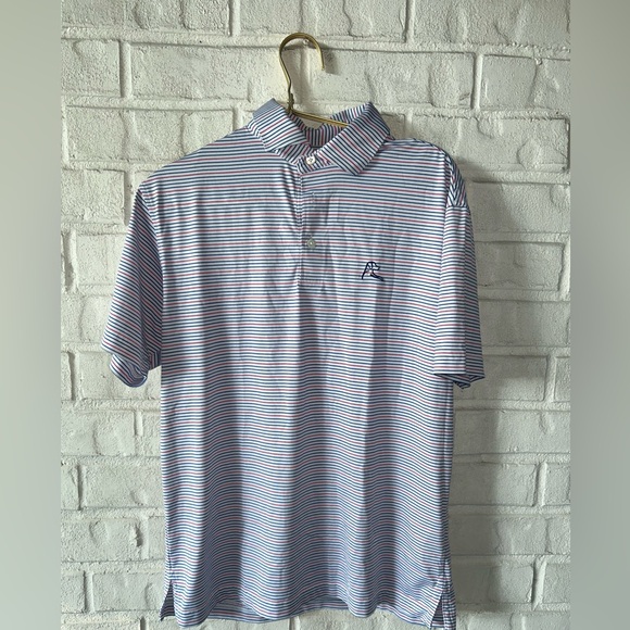Rhoback Striped Polo Shirt - Blue and White and red - Picture 1 of 3